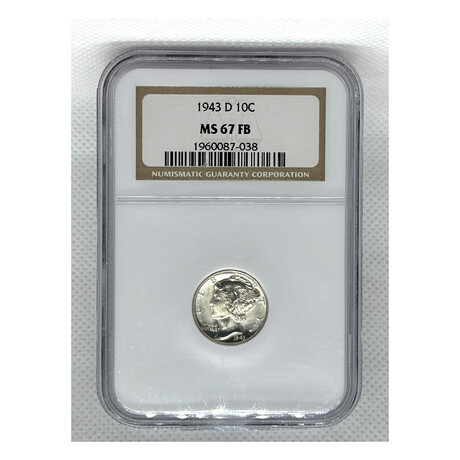 1943 D Mercury Dime NGC MS 67 FB  # 038