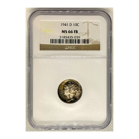 1941 D Mercury Dime NGC MS 66 FB #039