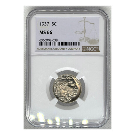 1937 P Buffalo Nickel ERROR NGC MS 66 # 038