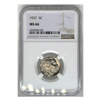 1937 P Buffalo Nickel ERROR NGC MS 66 # 038