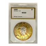 2006 SIlver Eagle GOLD TONING MS 69