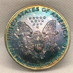 1992 Silver Eagle BU Iridium Toning