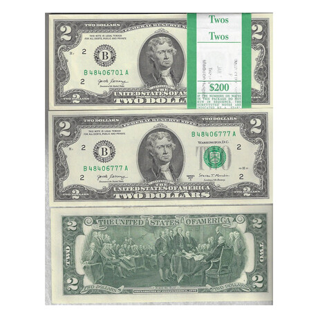 2017 A $ 2 Federal Reserve New York Pack Lucky Serial Number # 777