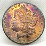 1901 O Morgan Dollar BU Iridium Toning