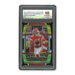 Patrick Mahomes // 2021 Panini Select Concourse Green & Yellow Prizm Die-Cut // DGA 10 Gem Mint