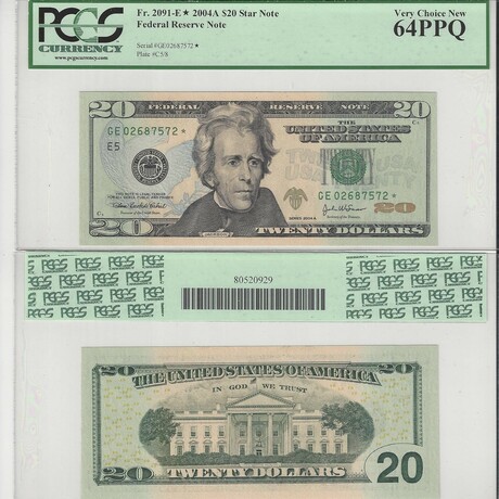 2004 A STAR $ 20 Federal Reserve Richmond PCGS 64 PPQ