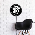 Brooklyn Nets //  Round Slimline Lighted Wall Sign