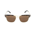 Men's Square Metal Sunglasses // Havana Gold + Brown
