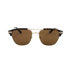 Men's Square Metal Sunglasses // Havana & Gold + Brown