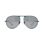 Men's Aviator Metal Sunglasses // Green + Gray