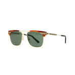 Men's Square Metal Sunglasses // Light Havana Gold + Green