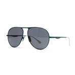Men's Aviator Metal Sunglasses // Green + Gray