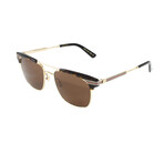 Men's Square Metal Sunglasses // Havana Gold + Brown