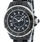 Chanel Ladies J12 Diamond Quartz // H1625.HE // Pre-Owned