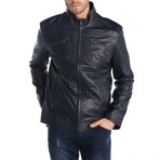 Smooth Utility Café Racer Jacket // Navy Blue (XS)