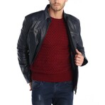 Smooth Utility Café Racer Jacket // Navy Blue (XS)