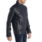 Smooth Utility Café Racer Jacket // Navy Blue (XS)