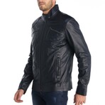 Smooth Utility Café Racer Jacket // Navy Blue (XS)