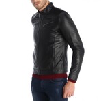 Quilted Shoulders Café Racer Jacket // Black (XS)