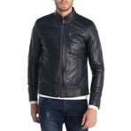 Smooth Café Racer Jacket // Navy Blue (XS)