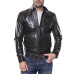 Glossy Utility Café Racer Jacket // Brown (XS)