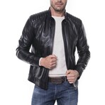 Quilted Shoulders Racer Jacket // Black (XS)