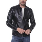 Quilted Shoulders Racer Jacket // Black (XS)