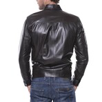 Glossy Utility Café Racer Jacket // Brown (XS)