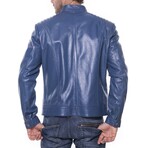 Quilted Shoulders Racer Jacket // Light Blue (XS)