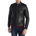 Quilted Shoulders Café Racer Jacket // Black (XS)