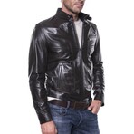 Glossy Utility Café Racer Jacket // Brown (XS)