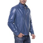 Quilted Shoulders Racer Jacket // Light Blue (XS)