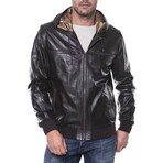 Glossy Hooded Jacket // Brown (XS)