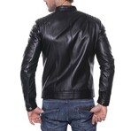 Quilted Shoulders Racer Jacket // Black (XS)