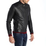 Quilted Shoulders Café Racer Jacket // Black (XS)
