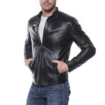 Quilted Shoulders Racer Jacket // Black (XS)