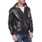 Glossy Hooded Jacket // Brown (XS)