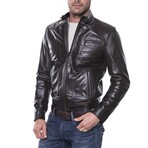 Glossy Utility Café Racer Jacket // Brown (XS)