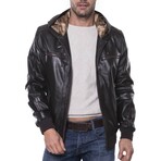 Glossy Hooded Jacket // Brown (XS)