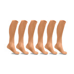 6-Pairs // Anti-Fatigue Knee High Compression Socks // Beige (Small/Medium)