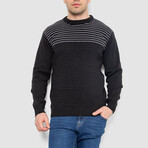 Crewneck Blocked Striped Sweater // Black (L)