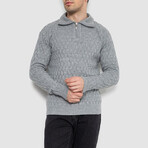 Half-Button Irish Moss Cableknit Sweater // Gray (XL)