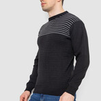 Crewneck Blocked Striped Sweater // Black (L)