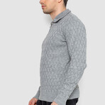 Half-Button Irish Moss Cableknit Sweater // Gray (XL)