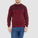 Crewneck Blocked Striped Sweater // Burgundy (XL)