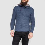 Half-Button Cableknit Sweater // Denim (XL)