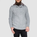 Half-Button Cableknit Sweater // Gray (XL)