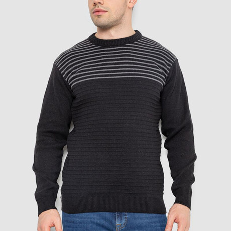 Crewneck Blocked Striped Sweater // Black (M)