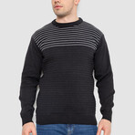 Crewneck Blocked Striped Sweater // Black (L)