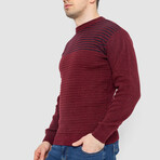 Crewneck Blocked Striped Sweater // Burgundy (XL)